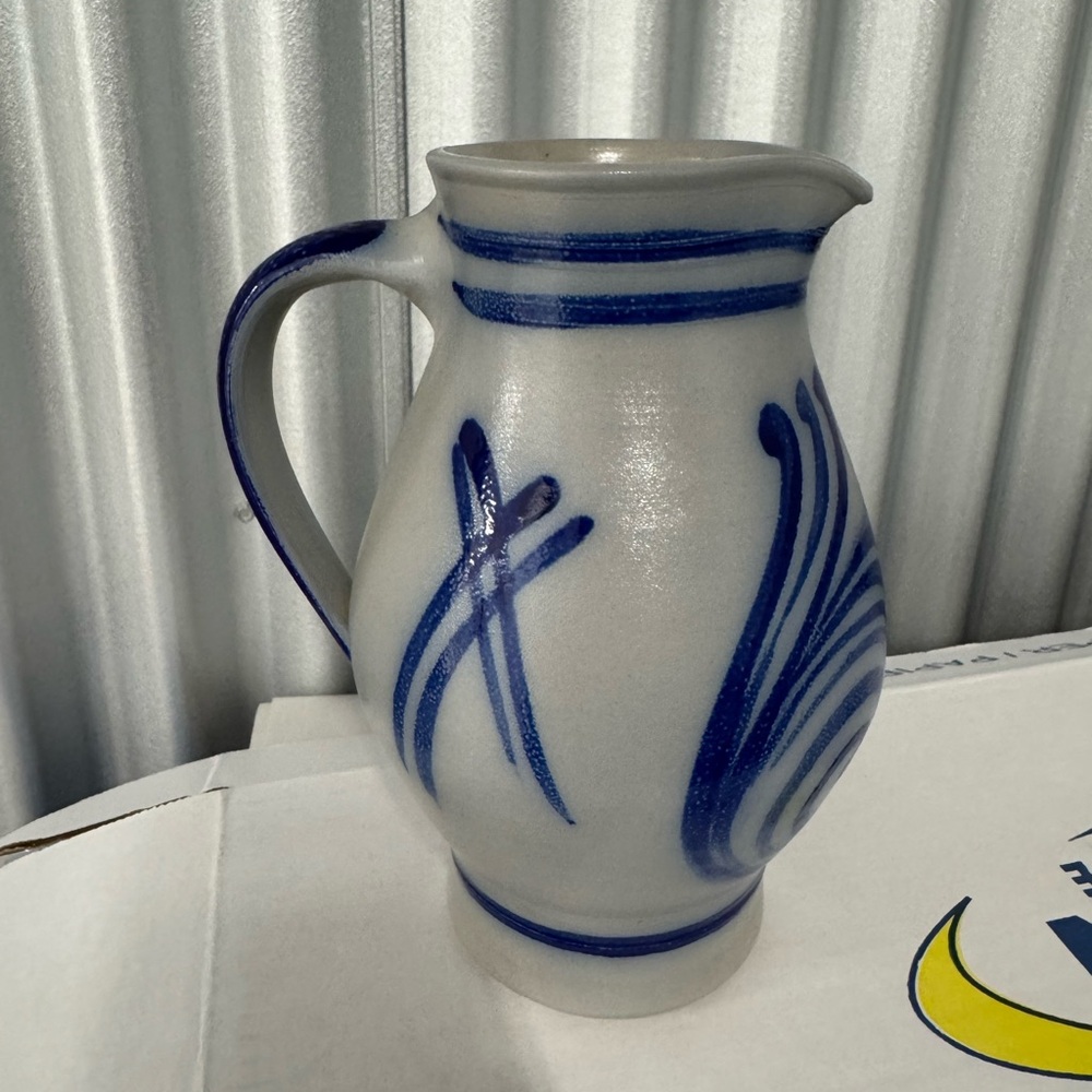 Blue and Gray Ceramic Pitcher